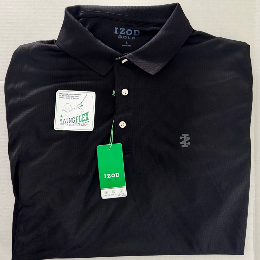 IZOD Black Polo Shirt - Men’s Large - NWT - Moisture Wicking - BUNDLE! 💵